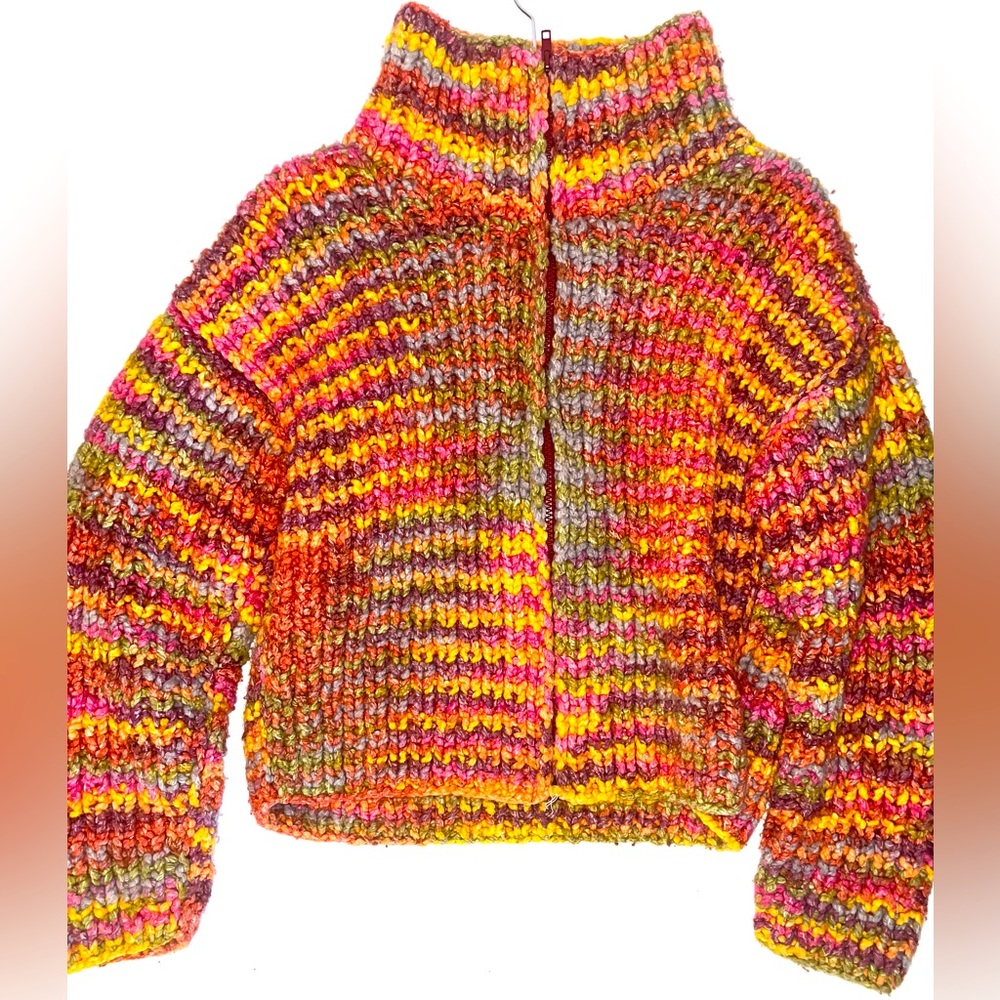 Handwoven wool, heavy, durable zip up sweater